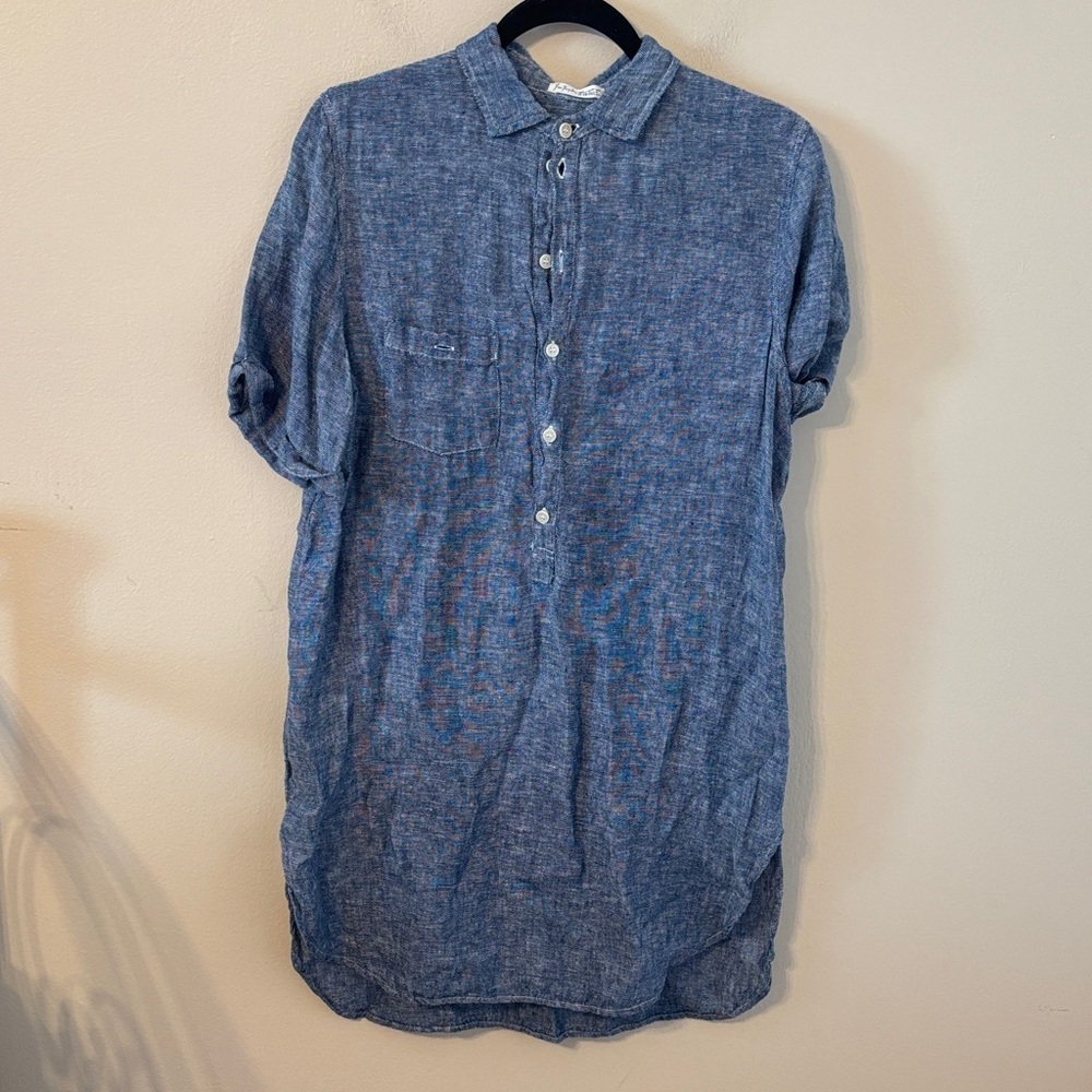 Free People X CP Shades 100% Linen Tunic Chambray Dress - Picture 1 of 5